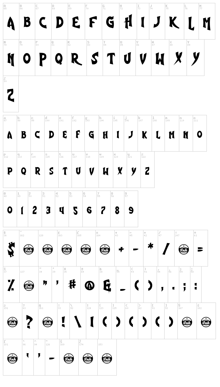 Shiny Eyes font map